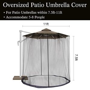 FEPITO Patio Umbrella Mosquito Netting with 2 Doors for 7.5FT to 11FT Outdoor Offset Umbrellas Table Screen Accommodate Up to 8 People(Not Include Umbrella)