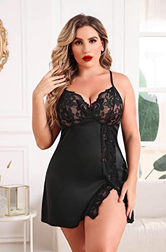 Avidlove Plus Size Babydoll For Women Sexy Nightgowns For Women Plus Size Black 14W
