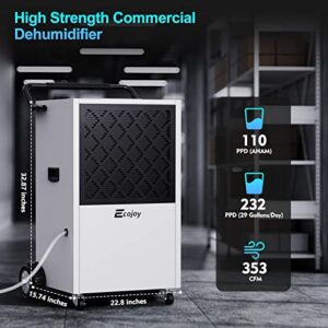 232 PPD Commercial Dehumidifiers for Basements 8000 Sq. Ft Industrial Dehumidifier with Continuous Drain Hose, Max 29 Gal Water Damage Restoration Dehumidifiers for Warehouse, Indoor Pool, Garage