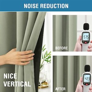 100% Blackout Curtains for Bedroom with Black Liner Full Room Darkening Curtains 84 Inches Long Thermal Insulated Back Tab/Rod Pocket Window Treatment Drapes for Living Room, Sage, 2 Panels