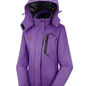 INVACHI Ladies Ski Jackets Waterproof Windproof Winter Coat With Detachable Hood