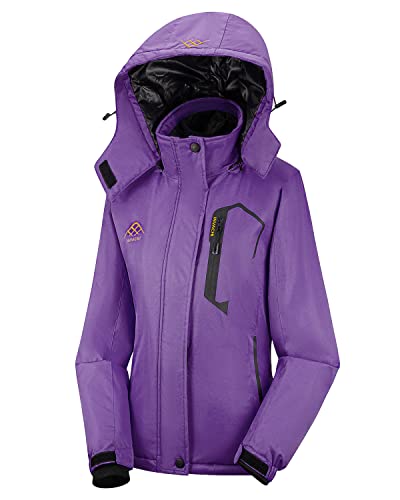 INVACHI Ladies Ski Jackets Waterproof Windproof Winter Coat With Detachable Hood