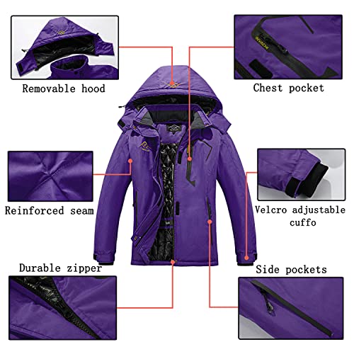 INVACHI Ladies Ski Jackets Waterproof Windproof Winter Coat With Detachable Hood