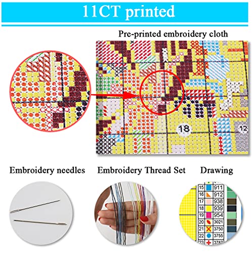 LWZAYS Cross Stitch Kits Counted Cross Stitch Kits 6 Pack Stamped Cross-Stitch Needlepoint Counted Kits Beginners,Embroidery Kit Arts and Crafts for Home Decor(11CT Cartoon)