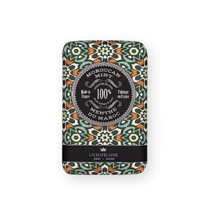 la chatelaine shea butter bar soap| natural and organic |triple milled | made in france | unisex, men, women | large (moroccan mint)