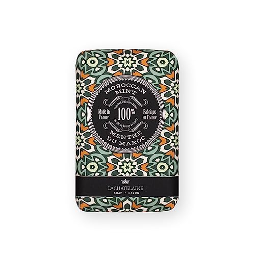 La Chatelaine Shea Butter Bar Soap| Natural and Organic |Triple Milled | Made in France | Unisex, Men, Women | Large (Moroccan Mint)