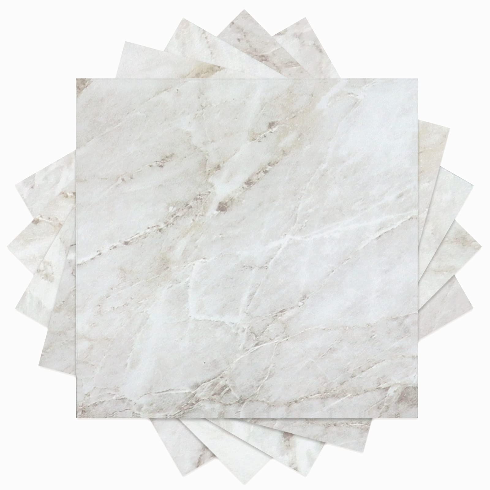 WESTICK Vinyl Tiles Peel and Stick Floor Tile Bathroom Marble White Stick on Flooring Tile Stickers Kitchen Adhesive Floor Tiles Peel and Stick Waterproof Removable Tiles for Floor 10 PCS 12x12 in