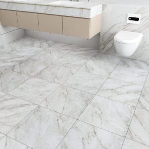 WESTICK Vinyl Tiles Peel and Stick Floor Tile Bathroom Marble White Stick on Flooring Tile Stickers Kitchen Adhesive Floor Tiles Peel and Stick Waterproof Removable Tiles for Floor 10 PCS 12x12 in