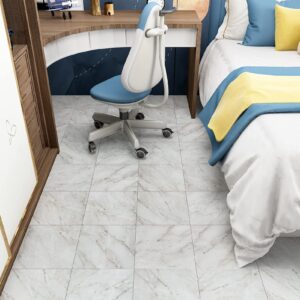 WESTICK Vinyl Tiles Peel and Stick Floor Tile Bathroom Marble White Stick on Flooring Tile Stickers Kitchen Adhesive Floor Tiles Peel and Stick Waterproof Removable Tiles for Floor 10 PCS 12x12 in