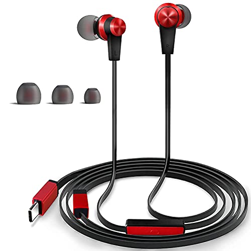 USB C Headphone Type C Earbuds Wired with Mic Compatible with iPad Pro iPad Mini 6, Google Pixel 5g/5/4/4XL/3/3XL/3a/3aXL/2/2 XL/XL Pixel Phones, Huawei Xiaomi, Hi-Res USB C Headphones Earphones