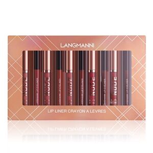 LANGMANNI 6 Matte Lipstick with 6 Lipliners Durable Makeup Set,Long-Lasting Non-Stick Cup Not Fade Waterproof Pigmented Velvet Lipgloss Kit Beauty Cosmetics Makeup Gift for Girls(12PCS)