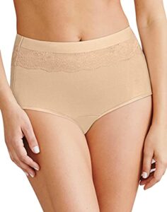 bali womens beautifully confident with leak protection liner brief briefs, soft taupe, 8 us