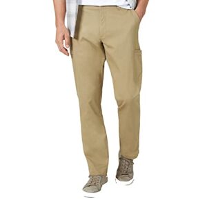 lee men's performance series extreme comfort canvas relaxed fit cargo pant, british khaki, 32w x 32l
