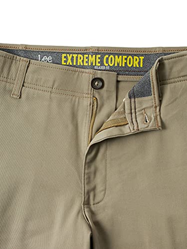 Lee Men's Performance Series Extreme Comfort Canvas Relaxed Fit Cargo Pant, British Khaki, 32W x 32L