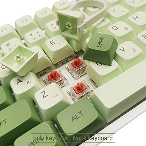 Matcha keycaps PBT 124 Keys XDA Profile Dye Sublimation ANSI Layout Set Japanese keycaps for Gateron Kailh Cherry MX Switches Mechanical Gaming Keyboards