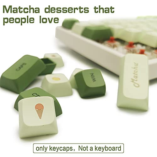 Matcha keycaps PBT 124 Keys XDA Profile Dye Sublimation ANSI Layout Set Japanese keycaps for Gateron Kailh Cherry MX Switches Mechanical Gaming Keyboards