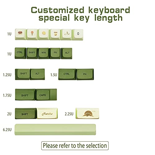 Matcha keycaps PBT 124 Keys XDA Profile Dye Sublimation ANSI Layout Set Japanese keycaps for Gateron Kailh Cherry MX Switches Mechanical Gaming Keyboards