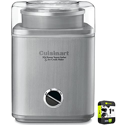 Cuisinart ICE-30BCP1 Pure Indulgence 2 Quart Frozen Yogurt-Sorbet & Ice Cream Maker Bundle with 1 YR CPS Enhanced Protection Pack