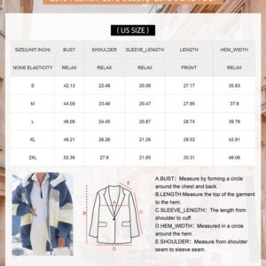 Dokotoo Womens Fashion Color Block Patchwork Winter Fuzzy Warm Fleece Jacket with Hooded Casual Warm Open Front Long Sleeve Cardigans Zipper Coats for Women Outerwear with Pockets Blue X-Large