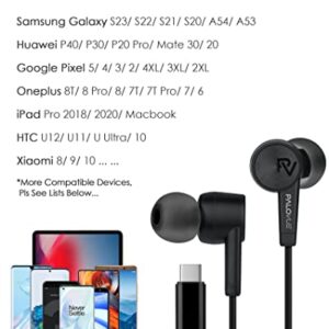 PALOVUE USB Type C Headphones in Ear Earphones Earbuds with Mic and Volume Control Compatible for Google Pixel Samsung Oneplus Huawei Sony MacBook SoundFlow