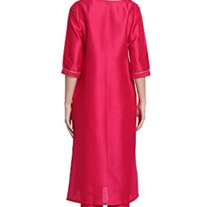 Janasya Women's Pink Poly Silk Kurta with Pant and Dupatta