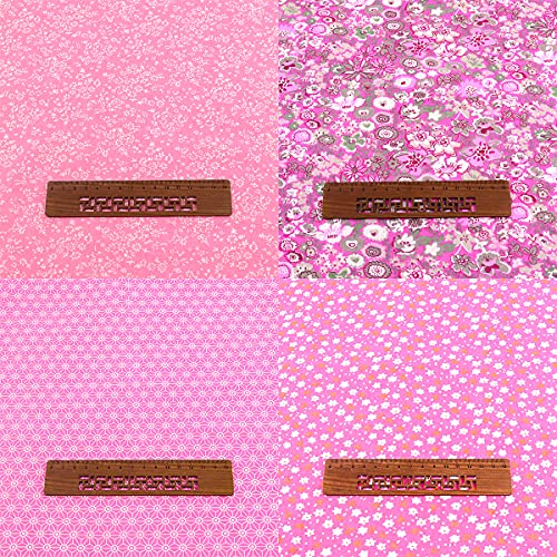 100% Cotton Fabric for Sewing(8 Pieces)20"x20", Floral Craft Fabric, Breathable Fabric for Sewing, Bundle Squares Fabric, Fat Quarters Fabric Bundles, DIY Patchwork, Pre-Cut Quilting Fabric(Pink)