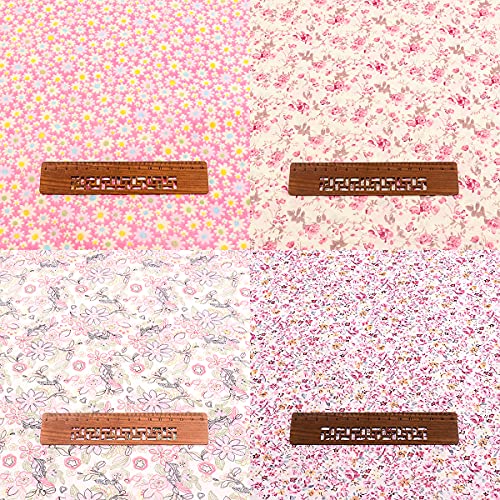 100% Cotton Fabric for Sewing(8 Pieces)20"x20", Floral Craft Fabric, Breathable Fabric for Sewing, Bundle Squares Fabric, Fat Quarters Fabric Bundles, DIY Patchwork, Pre-Cut Quilting Fabric(Pink)