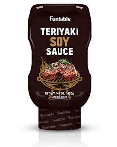 funtable teriyaki soy sauce - teriyaki flavored sweet soy sauce for dipping, glazing, marinade, seasoning for korean bulgogi, meats, grill (14.1oz)
