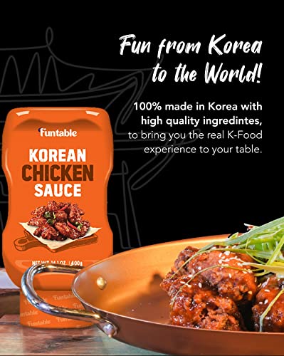 FUNTABLE KOREAN CHICKEN SAUCE - Sticky and Tangy Dipping Sauce for Authentic Korean Style Fried Chicken (14.1 OZ, Pack of 1)