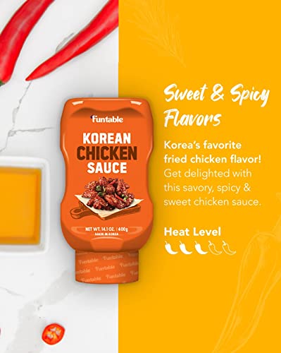 FUNTABLE KOREAN CHICKEN SAUCE - Sticky and Tangy Dipping Sauce for Authentic Korean Style Fried Chicken (14.1 OZ, Pack of 1)