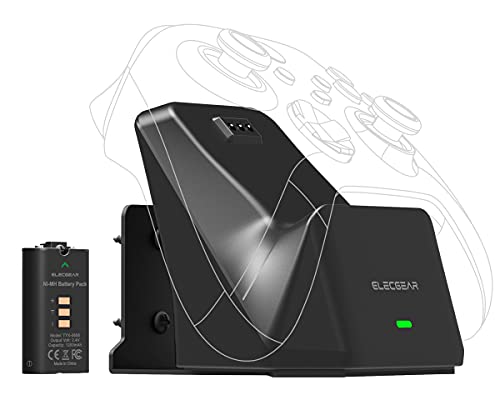 ElecGear Xbox Solo Charging Dock with 1200mAh Rechargeable Battery, Wall Mount and Desktop Dual Purposes USB Charger Stand Docking Station for Xbox Series X|S, Xbox One, S, X Wireless Controller