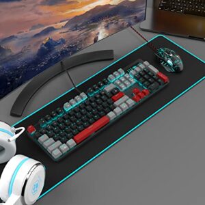 MageGee Mechanical Gaming Keyboard, 104 Keys Blue Backlit Keyboard with Red Switches Double-Shot Keycaps, USB Wired Mechanical Computer Keyboard for Laptop, Desktop, PC Gamers(Gray & Black)