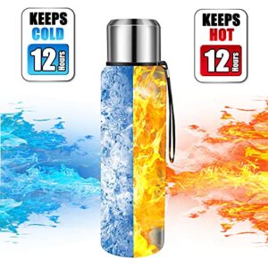 Insulated vacuum Thermo Bottle 1000ml/33oz with cup Stainless steel coffee bottles for hot and cold drink water flask.(Silver,1000ml)