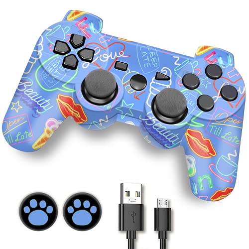 CFORWARD Controller, Wireless Controller, Game Controller Compatible for play3 Remote with Charger and Thumb Gripss