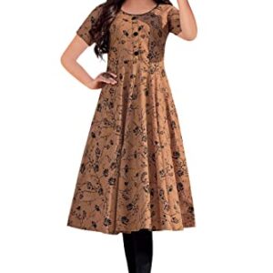 Miraan Women's Cotton Printed Readymade Kurti XX-Large Brown