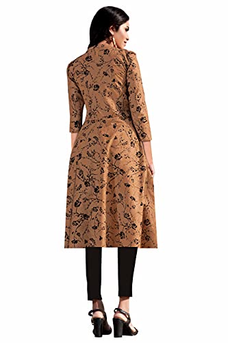 Miraan Women's Cotton Printed Readymade Kurti XX-Large Brown