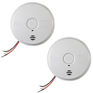 kidde hardwired smoke detector, 10-year battery backup, interconnect, test-silence button, 2 pack