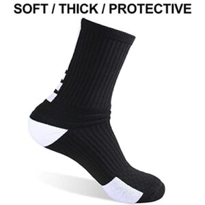 Finerview Elite Basketball Socks, 4 Pack Cushion Performance Crew Athletic Socks for Adult & Youth Kids