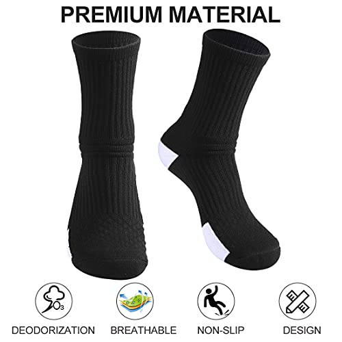 Finerview Elite Basketball Socks, 4 Pack Cushion Performance Crew Athletic Socks for Adult & Youth Kids