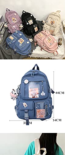 GGOOB Kawaii Backpack with Pins Kawaii School Backpack Cute Aesthetic Backpack Cute Kawaii Backpack for School (Pink,With Accessories)