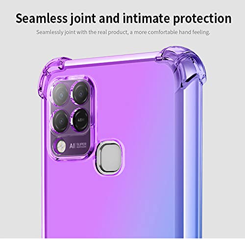 ZMONE Phone Case for Infinix Hot 10S Case with Tempered Glass Screen Protector [2 Pack], Clear Gradient Soft TPU Bumper Slim Anti-Scratch Shockproof Protective Cover - Blue/Pink