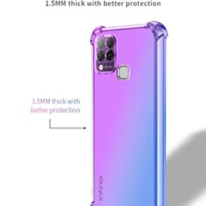 ZMONE Phone Case for Infinix Hot 10S Case with Tempered Glass Screen Protector [2 Pack], Clear Gradient Soft TPU Bumper Slim Anti-Scratch Shockproof Protective Cover - Blue/Pink