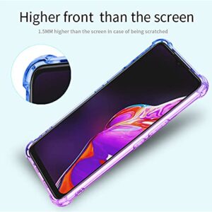 ZMONE Phone Case for Infinix Hot 10S Case with Tempered Glass Screen Protector [2 Pack], Clear Gradient Soft TPU Bumper Slim Anti-Scratch Shockproof Protective Cover - Blue/Pink