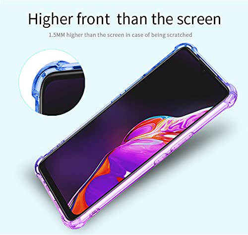 ZMONE Phone Case for Infinix Hot 10S Case with Tempered Glass Screen Protector [2 Pack], Clear Gradient Soft TPU Bumper Slim Anti-Scratch Shockproof Protective Cover - Blue/Pink