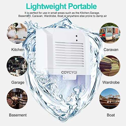 COYCYQI Portable Mini Dehumidifier for Home, RV, Bathroom, Bedroom, Closet, Car, Room, Ultra-Quiet USB Small Dehumidifier with 17oz Capacity, 2200 Cubic Feet (215 sq ft)