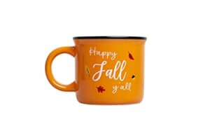 pearhead happy fall y'all mug, autumn coffee mug, home dećor accessories, orange, 15oz, fall kitchen decorations, holiday tea or coffee mug