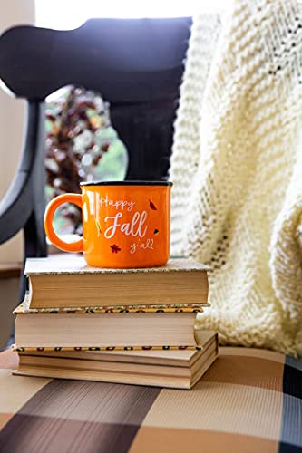 Pearhead Happy Fall Y'all Mug, Autumn Coffee Mug, Home Dećor Accessories, Orange, 15oz, Fall Kitchen Decorations, Holiday Tea or Coffee Mug