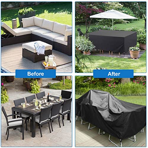 KNHUOS Patio Furniture Covers, Outdoor Furniture Cover Waterproof, 96 "L x 64" W x 40 "H Outdoor Table and Chair Set Cover Wind Dust Proof Anti-UV, Durable Patio Furniture Cover，Rectangular