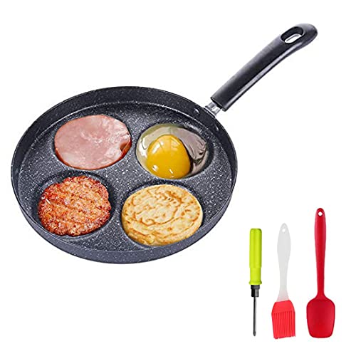 Lchkrep Four-cup egg pan, medical stone non-stick frying pan, Multi Egg Frying Pan, Compatible with all heat sources (3-inch eggs)