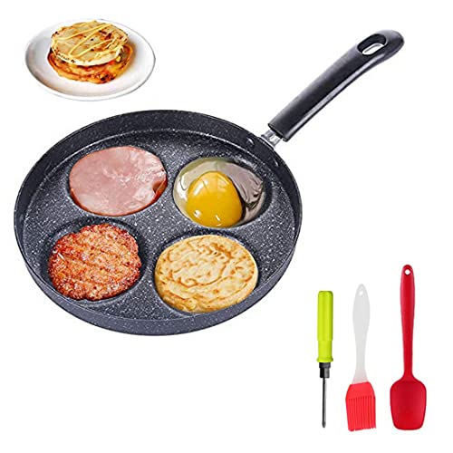 Lchkrep Four-cup egg pan, medical stone non-stick frying pan, Multi Egg Frying Pan, Compatible with all heat sources (3-inch eggs)